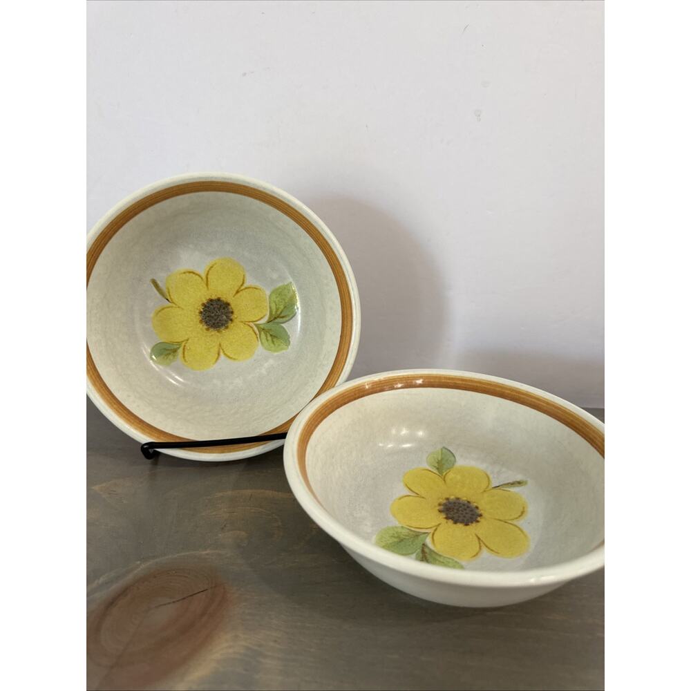 Royal Doulton ‘Summer Days’ Lambeth Stoneware Soup Bowls Set Of 2 England 1973